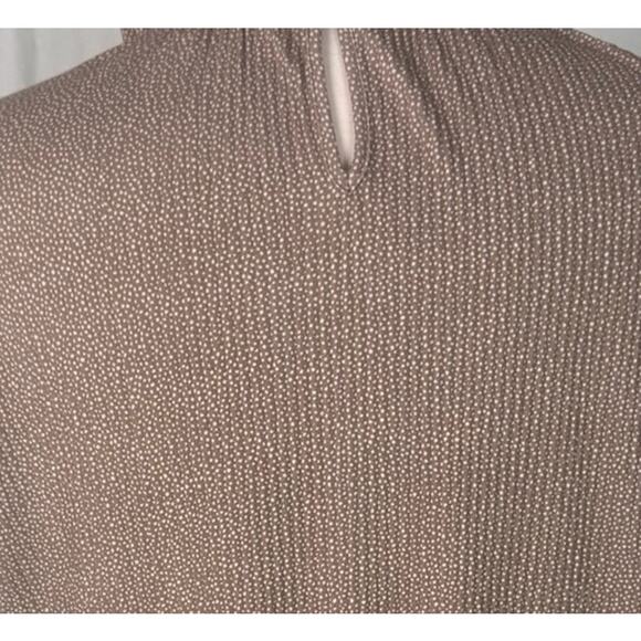 Adrianna Pappel Large Polyester Brown Short Sleeve Top Ruffle Neck - Picture 9 of 10